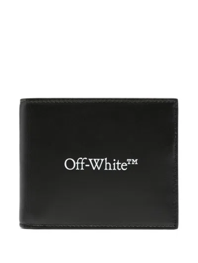 Off-white Logo-print Leather Wallet In Black