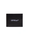 Off-white Off White™ Black Leather Bi Fold Wallet With Logo In Black