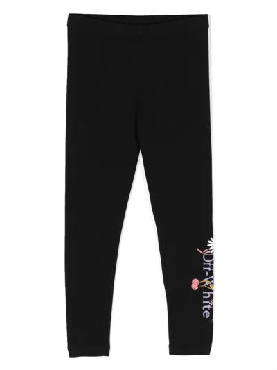 Off-white Kids' Logo-print Leggings In Black