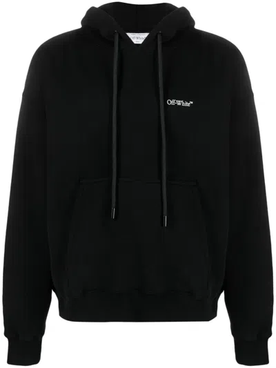 Off-white Logo-print Long-sleeve Hoodie In Black