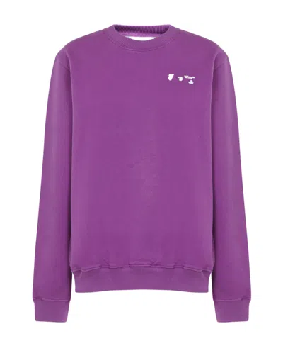Off-white Logo-print Long-sleeve Sweatshirt In Purple