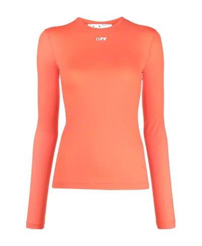 Off-white Logo-print Long-sleeve Top In Pink