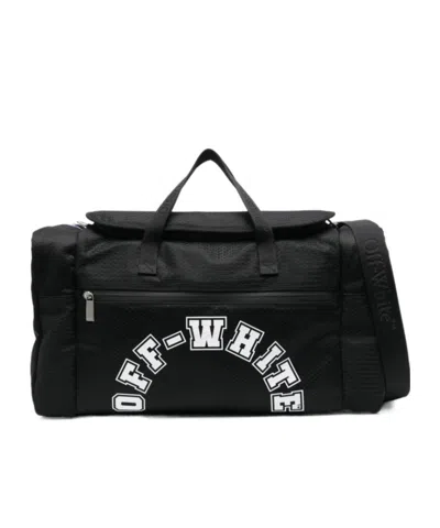 Off-white Logo-print Mesh Holdall In Black