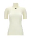 Off-white Logo-print Mock-neck Top In White