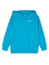 Off-white Logo-print Organic Cotton Hoodie In Blue