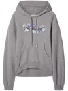 Off-white Logo-print Organic Cotton Hoodie In Grey