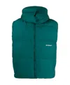 Off-white Logo-print Padded Hooded Gilet In Green