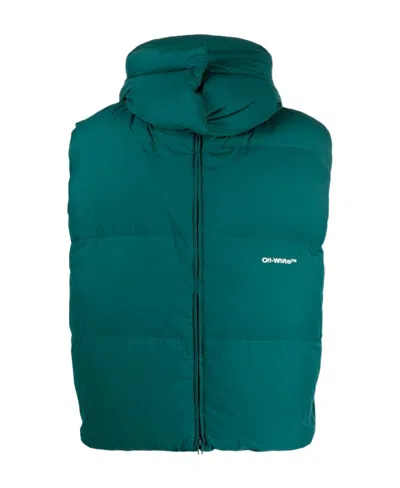 OFF-WHITE OFF-WHITE LOGO PRINTED ZIP-UP PADDED VEST