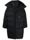 Off-white Down-feather Mid-length Coat In Black White