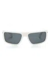 Off-white Logo-print Rectangle-frame Sunglasses In White