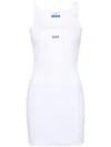 Off-white Logo-print Ribbed Minidress In Weiss