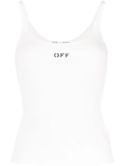 Off-white Logo-print Scoop-neck Tank Top In White