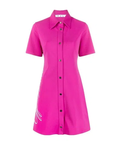 Off-white Logo-print Shirt Dress In Pink