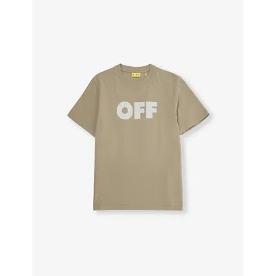 Off-white Kids' Logo-print Short-sleeve Cotton T-shirt 6-12+ Years Kaki - Light Grey