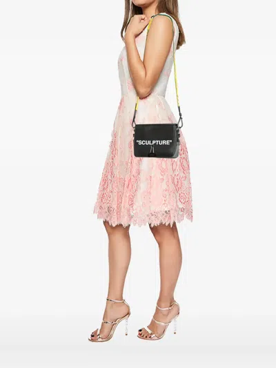 Pre-owned Off-white Logo-print Shoulder Bag In Black
