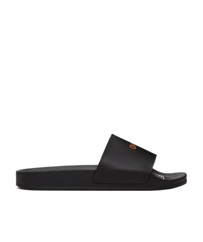 Off-white Logo-print Slides In Black