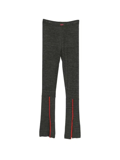 Off-white Logo-print Slit Trousers In Gray