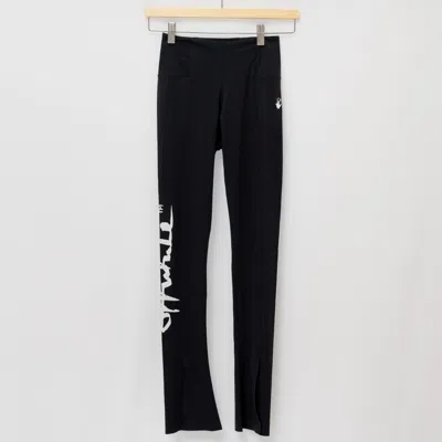 Pre-owned Off-white Logo-print Split-ankle Performance Leggings In Black