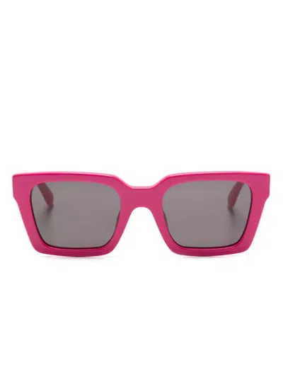Off-white Logo-print Square-frame Sunglasses In Rosa