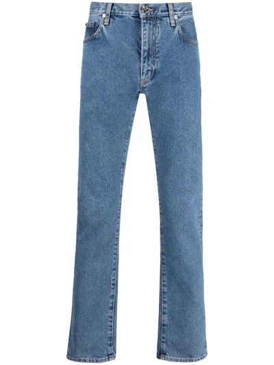 Off-white Diag Stripe-print Straight-leg Jeans In Blue