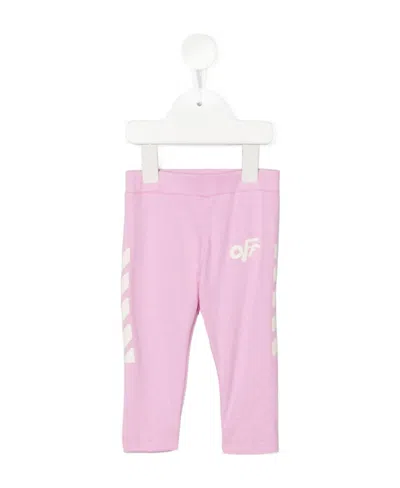 Off-white Logo-print Straight-leg Leggings In Pink