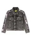Off-white Logo-print Strap Denim Jacket In Grey