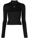 Off-white Stretch Jersey Crop Top With Logo In Black