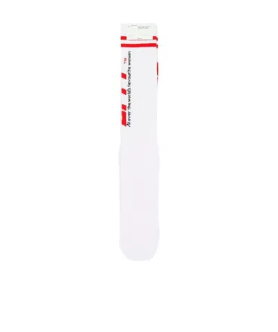 Off-white Logo Print Striped Socks In White