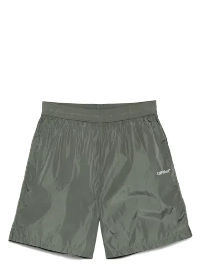 Off-white Logo-print Swim Shorts In Green