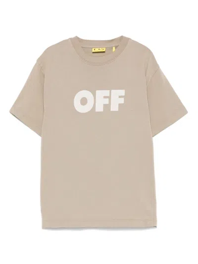 Off-white Kids' Logo-print T-shirt In Nude