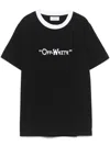 Off-white Quote Design Crew Neck T-shirt With Visual Contrast In Black - White