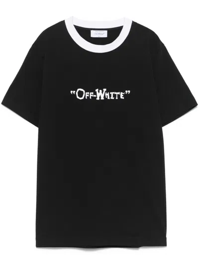 Off-white Quote Design Crew Neck T-shirt With Visual Contrast In Black