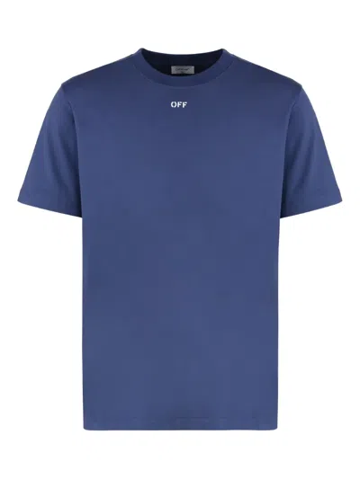 Off-white Slim Fit Logo Cotton Graphic T-shirt In Blue