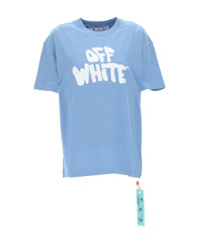 Off-white Logo Print T-shirt In Blue