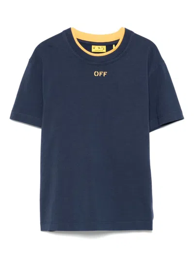 Off-white Kids' Logo-print T-shirt In Blue