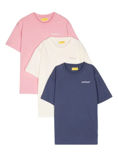 Off-white Kids' Logo-print T-shirt (pack Of Three) In Blue