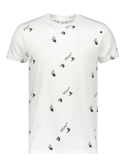 Off-white Short Sleeve Printed Cotton T-shirt In White
