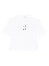 Off-white Cropped T-shirt With Silver Graphics In White