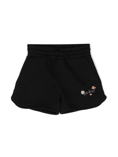 Off-white Kids' Logo-print Track Shorts In Black