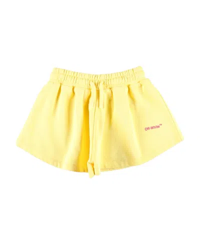 Off-white Logo-print Track Shorts In Yellow