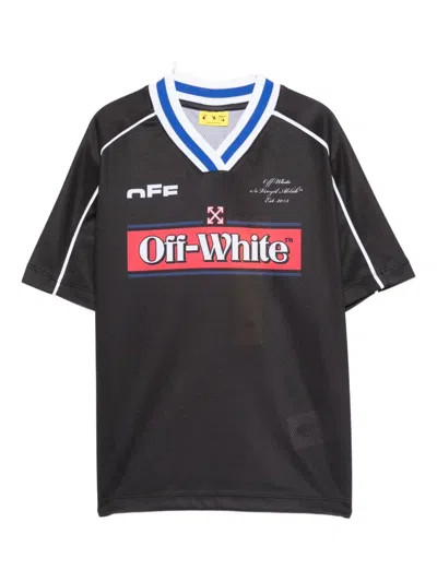Off-white Kids' Logo-print V-neck Top In Black