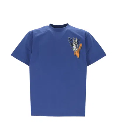 Off-white Logo Printed Crewneck T-shirt In Blue