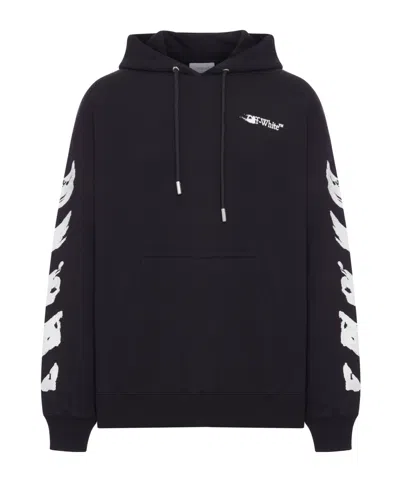 Off-white Logo Printed Drawstring Hoodie In Black