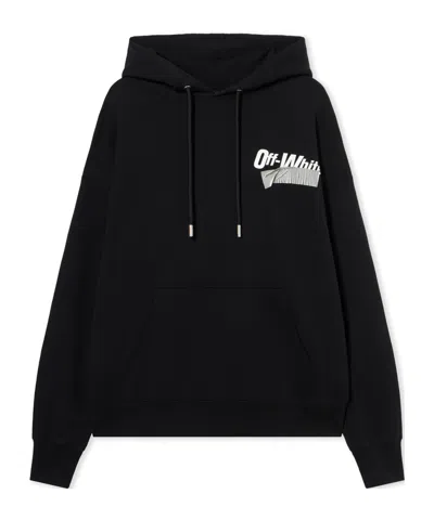 Off-white Logo Printed Drawstring Hoodie In Black