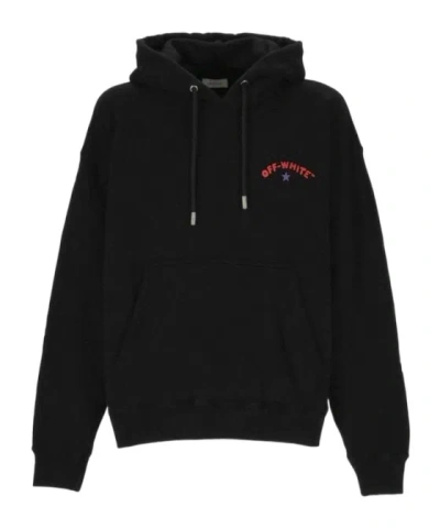 Off-white Logo Printed Drawstring Hoodie In Black