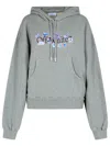Off-white Logo Printed Drawstring Hoodie In Forged Iron/multicolor