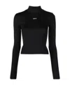 Off-white Logo Printed High Neck Top In Black
