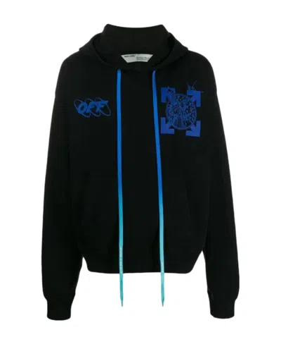 Off-white Logo Printed Hooded Sweater In Black