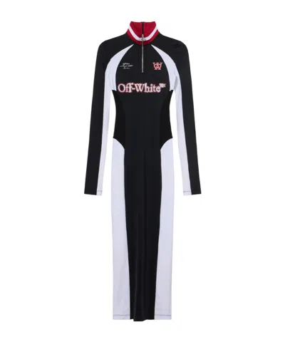 Off-white Logo Printed Long-sleeved Dress In Multi