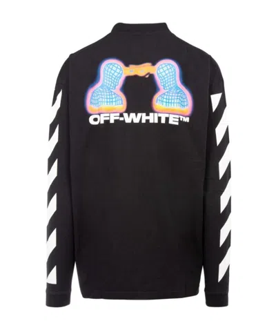 Off-white Logo Printed Long-sleeved T-shirt In Black
